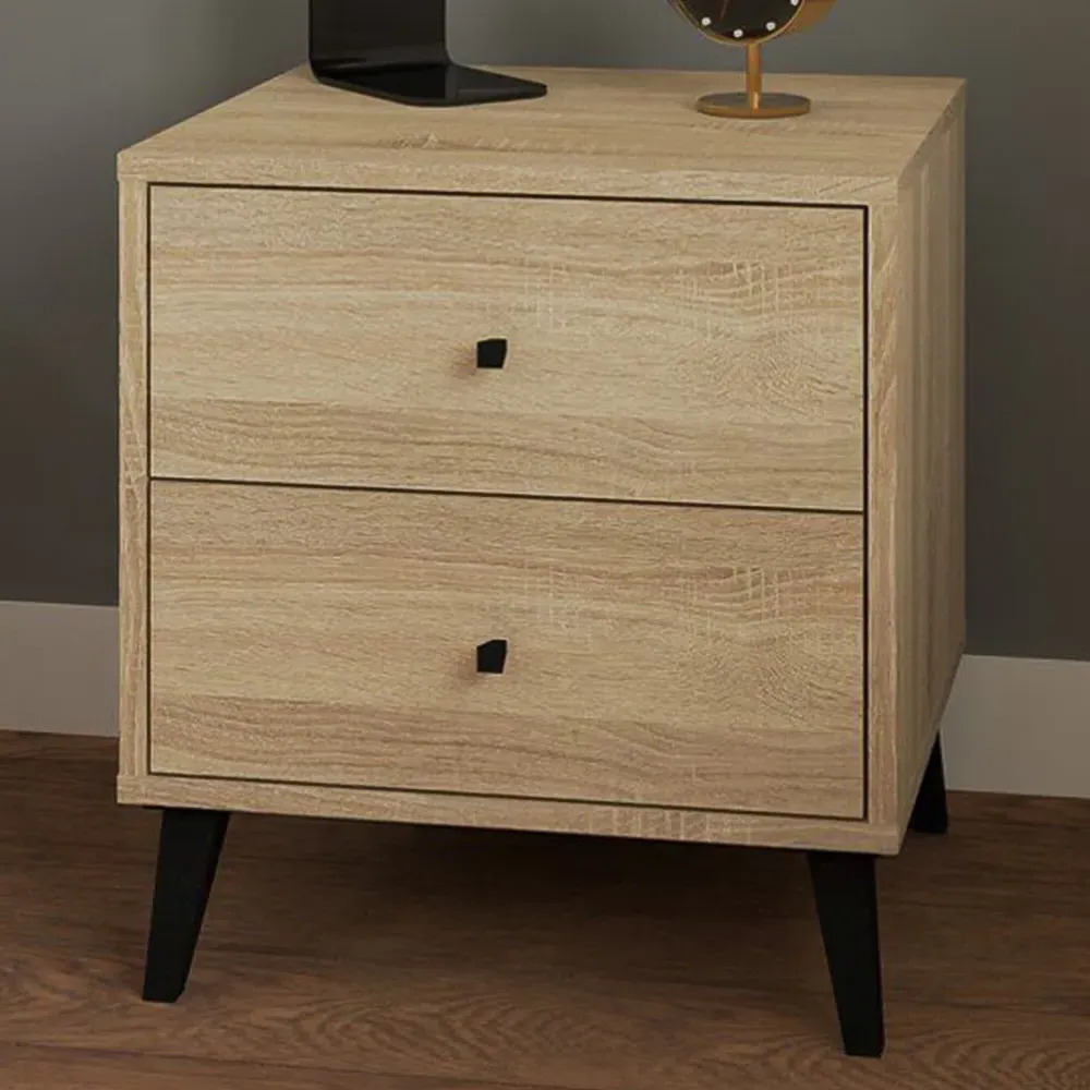 Salford 2 Drawer Bedside Table - Sonoma Oak image