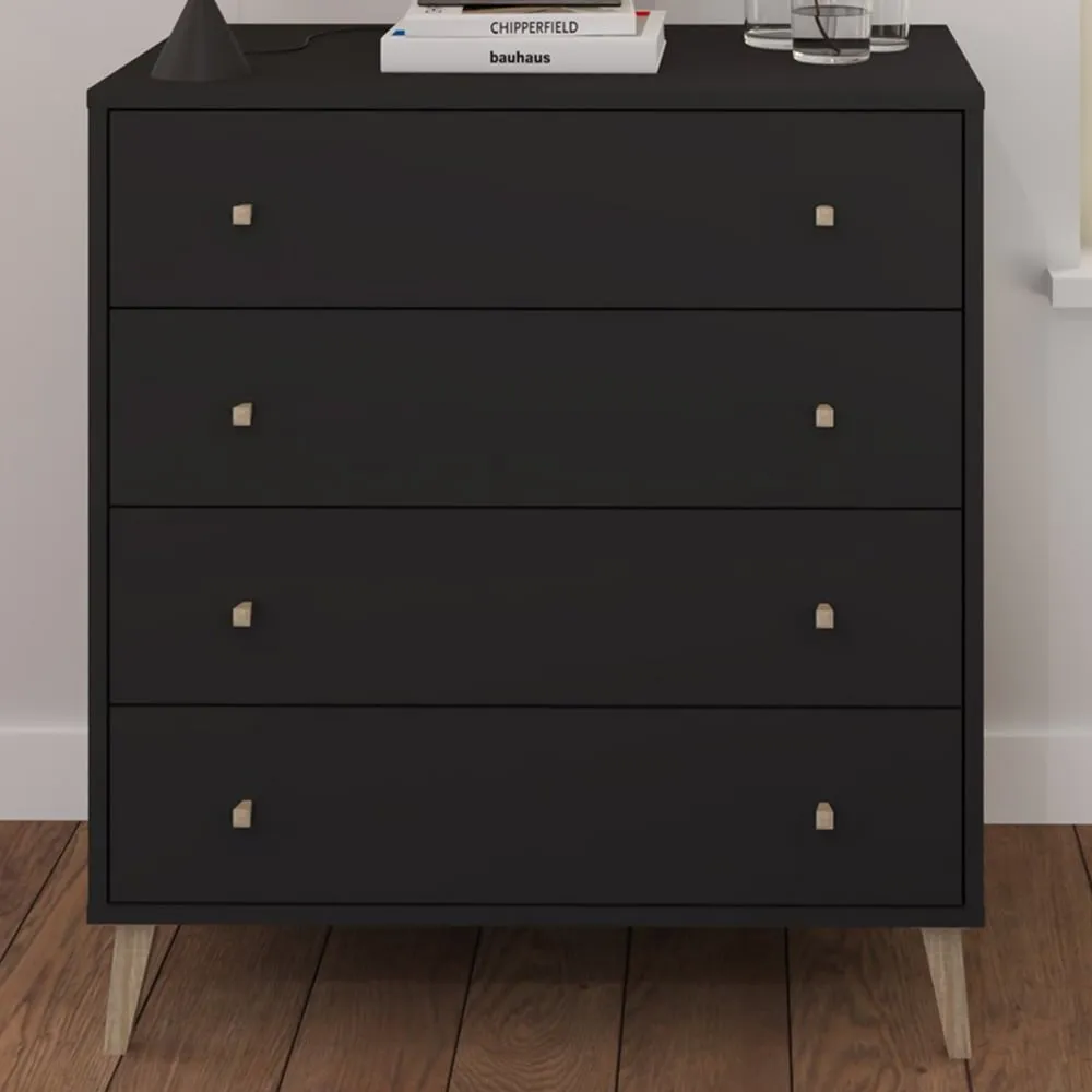 Salford 4 Drawer Chest of Drawers - Black