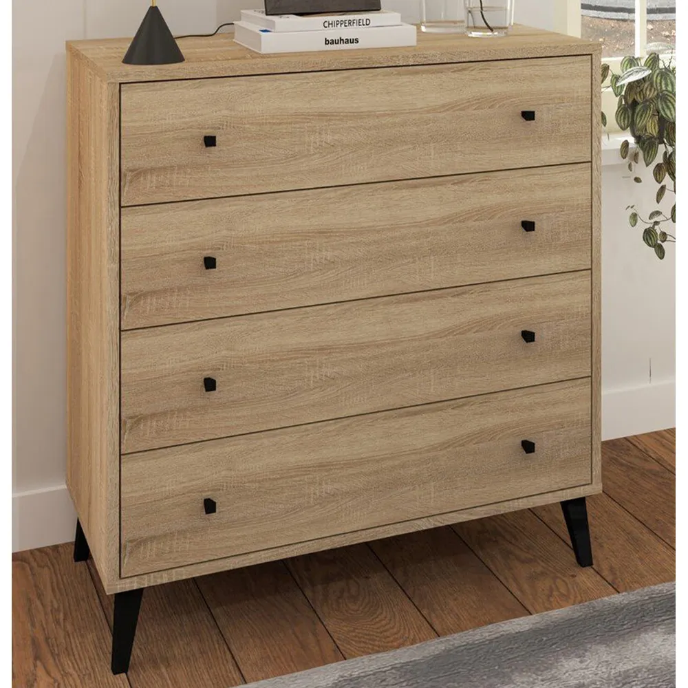 Salford 4 Drawer Chest of Drawers - Sonoma Oak image