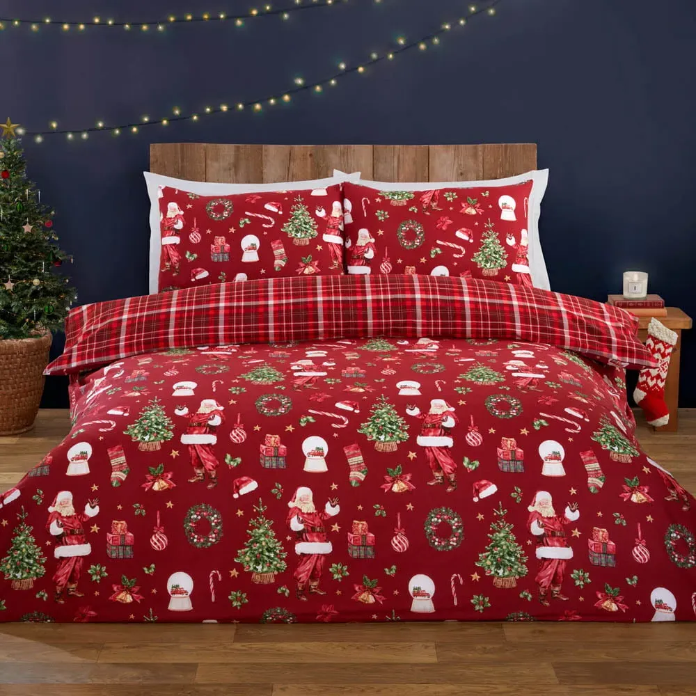 Santa Double Duvet Set - Red