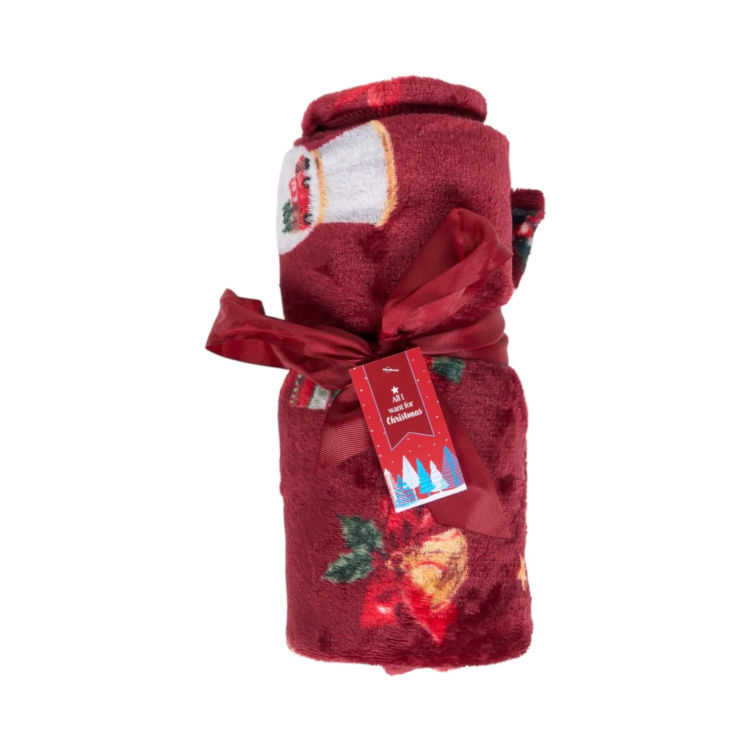 Santa Fleece Throw - Red