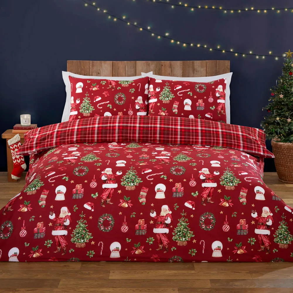 Santa King Size Duvet Set - Red
