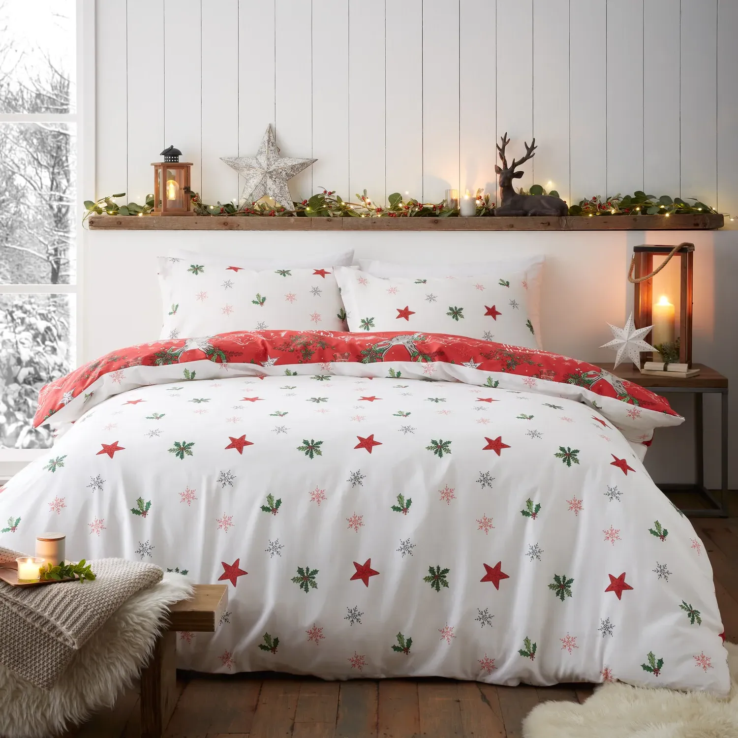 Santas North Pole Single Duvet Set - Red