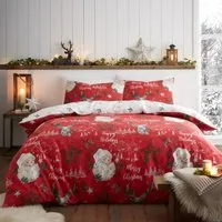Santas North Pole Single Duvet Set - Red