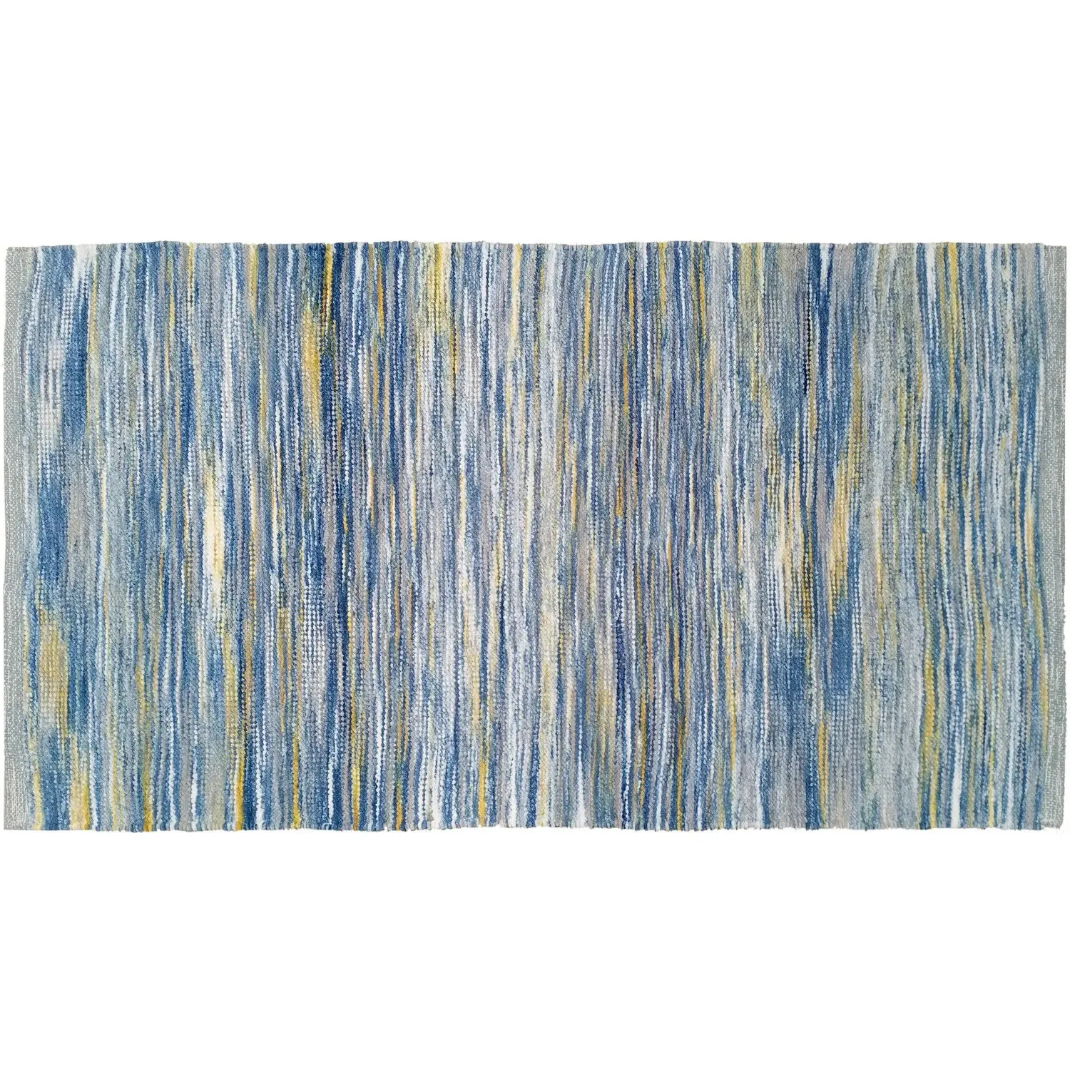 Sara Stripe Rug 70 x 120cm - Blue and Yellow image