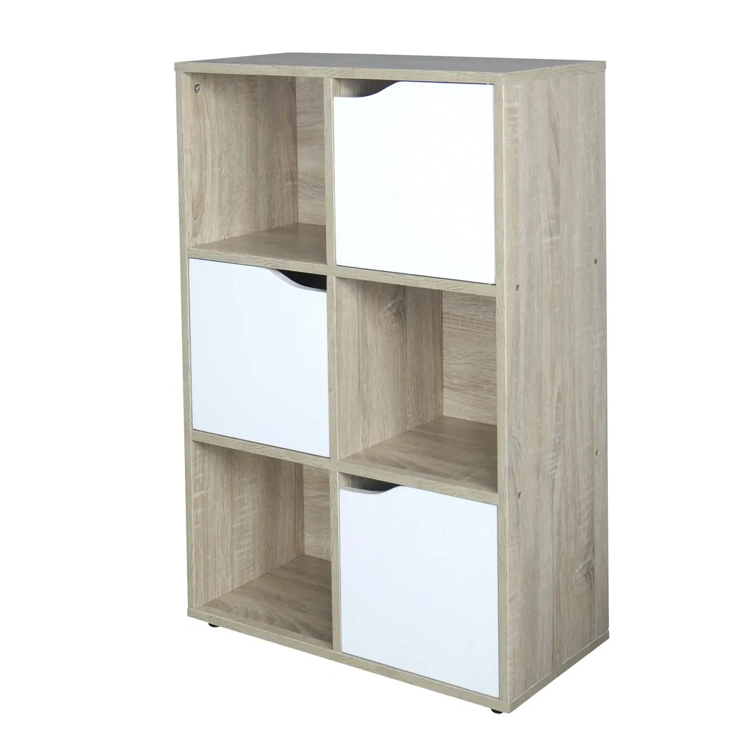 Saturn 6 Compartment Cube Storage Shelving Unit - Brown, White