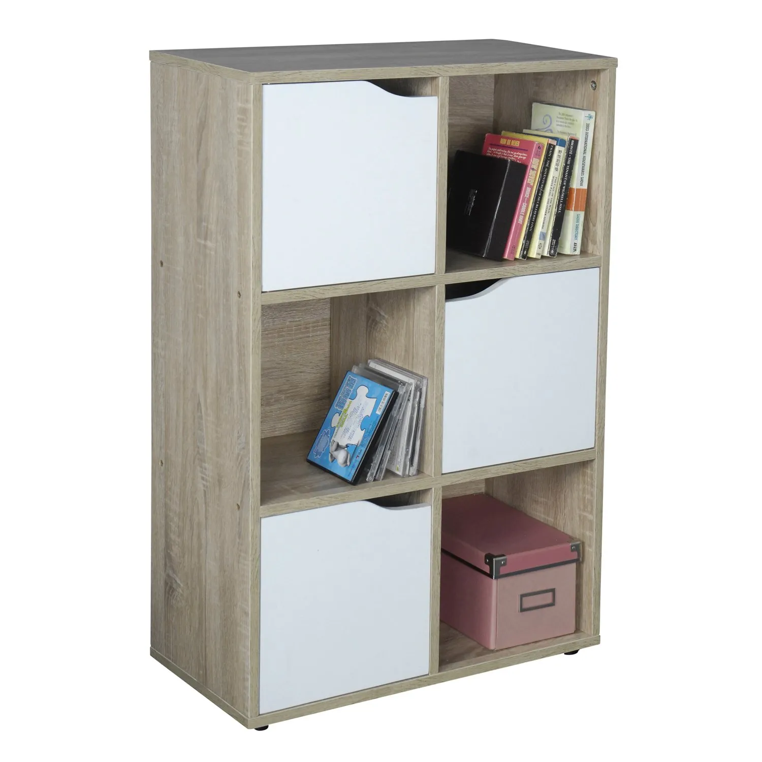 Saturn 6 Compartment Cube Storage Shelving Unit - Brown, White