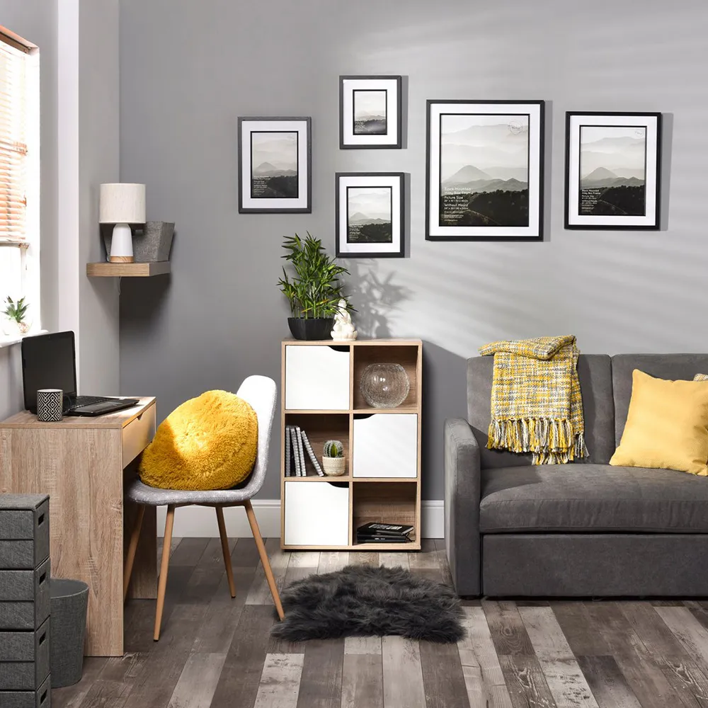 Saturn 6 Compartment Cube Storage Shelving Unit - Brown, White