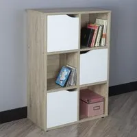 Saturn 6 Compartment Cube Storage Shelving Unit - Brown, White