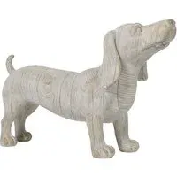 Sausage Dog Ornament - Grey, Wood Effect
