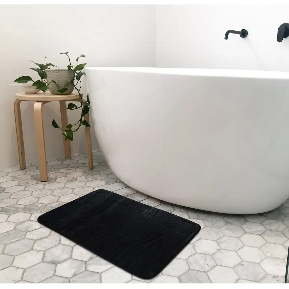 Savannah Bath Mat - Black, Polyester