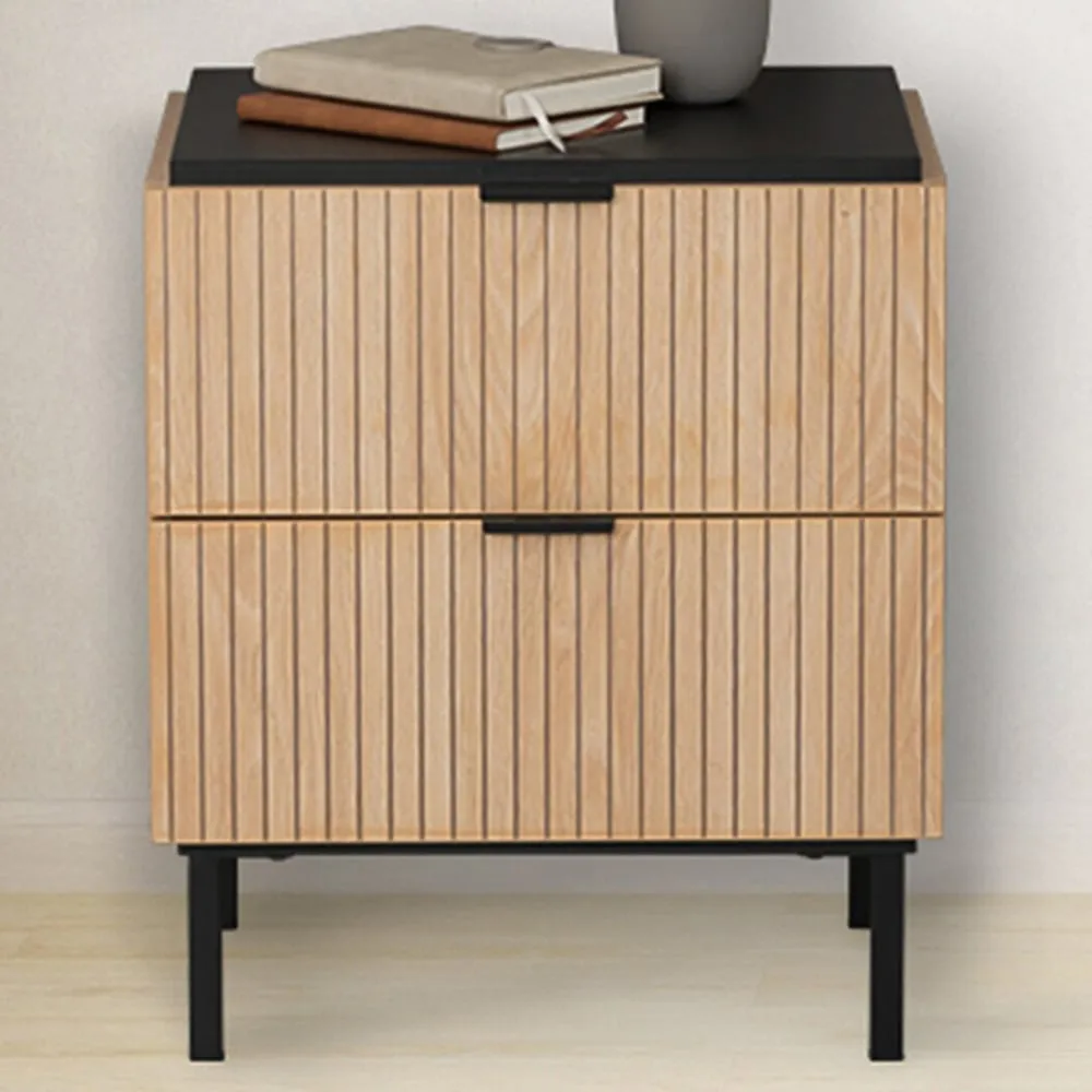 Saxon 2 Drawer Bedside Table - Black