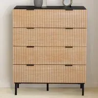 Saxon 4 Drawer Chest of Drawers - Black, Wood Panel