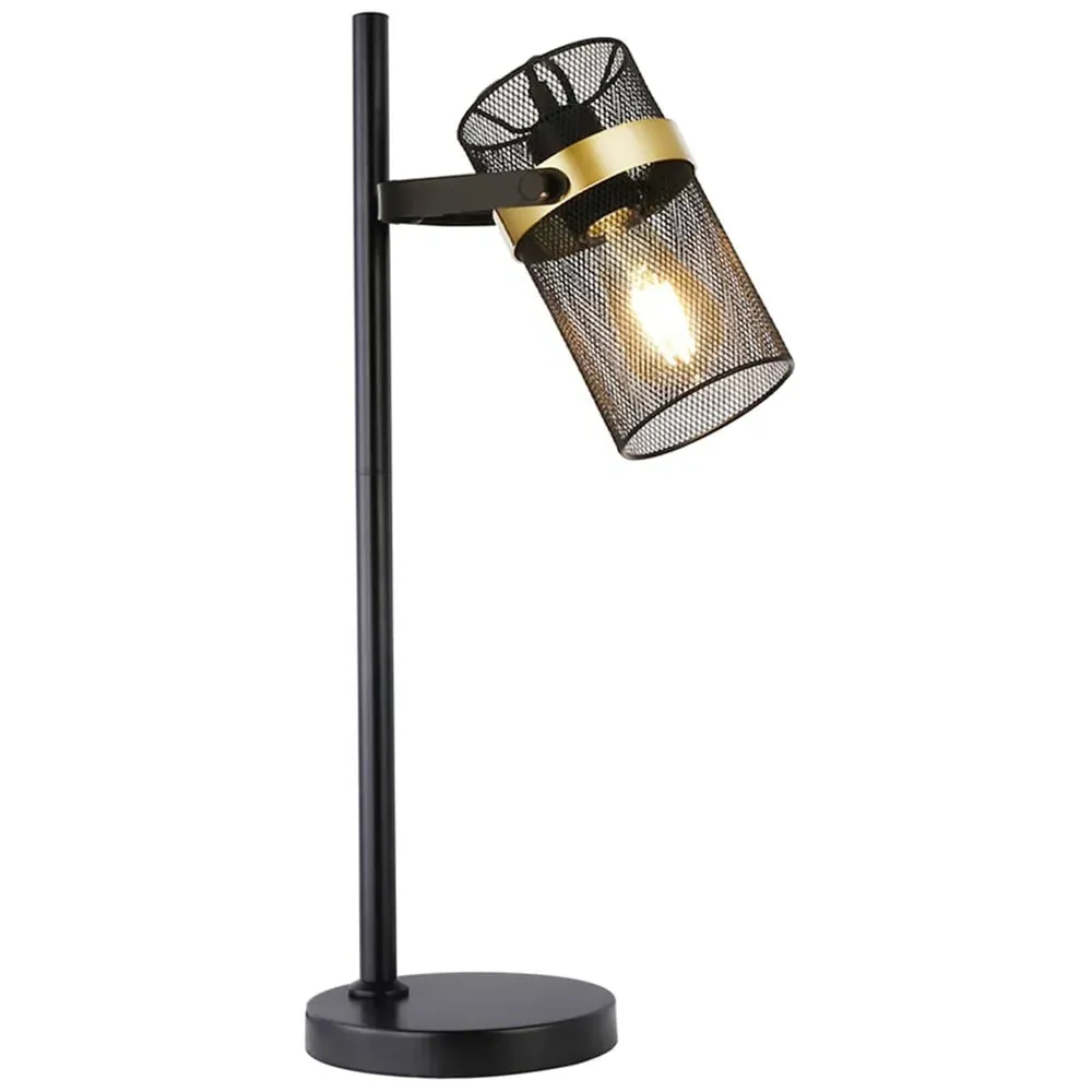 Saxon Table Lamp with Gold Detailing - Black
