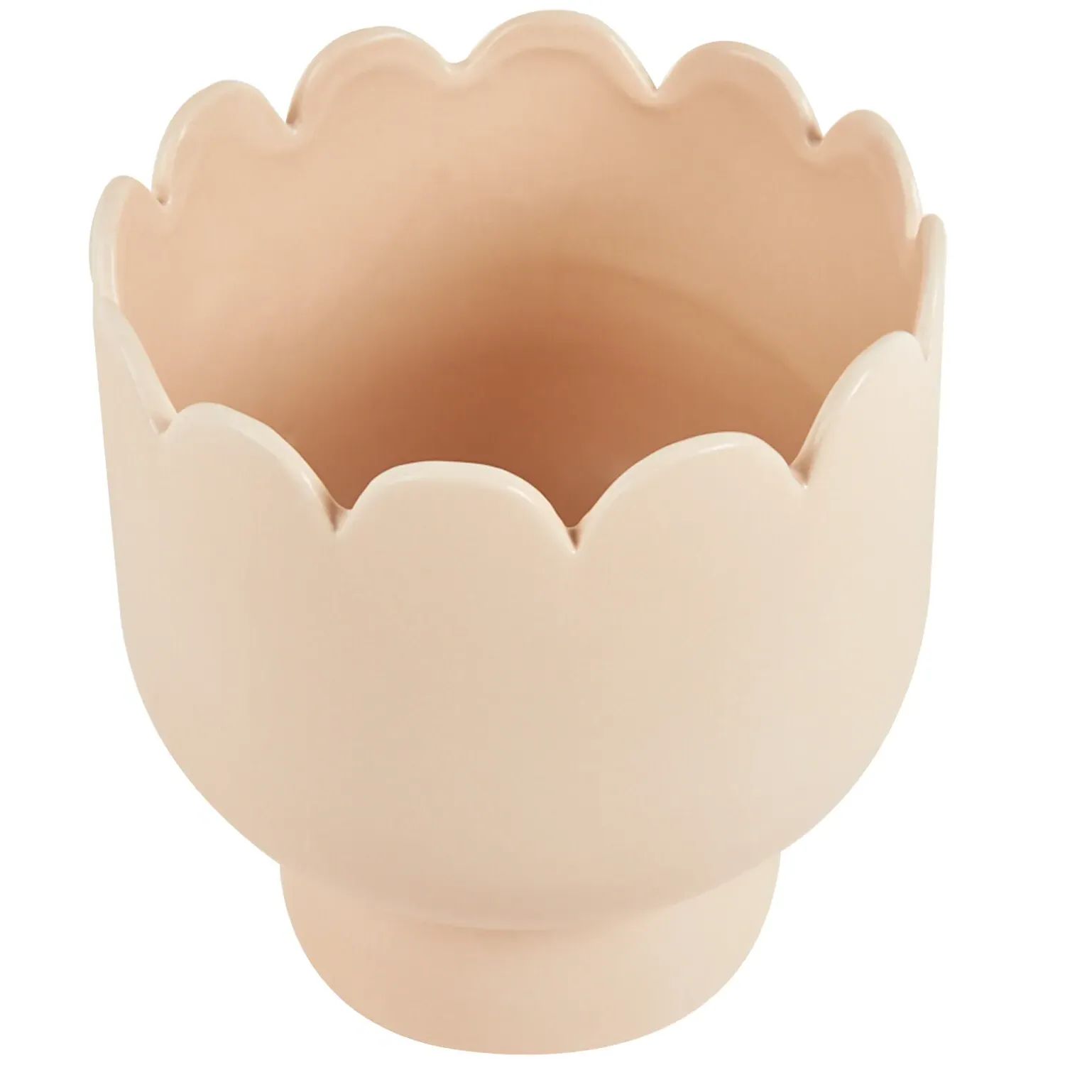 Scallop Edged Ceramic Planter - Nude, Sage