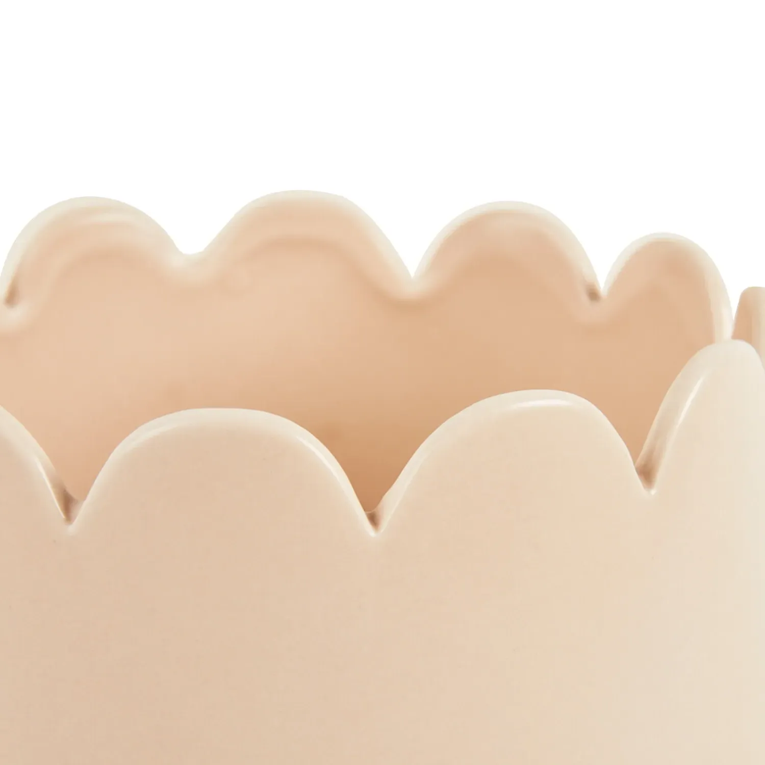 Scallop Edged Ceramic Planter - Nude, Sage