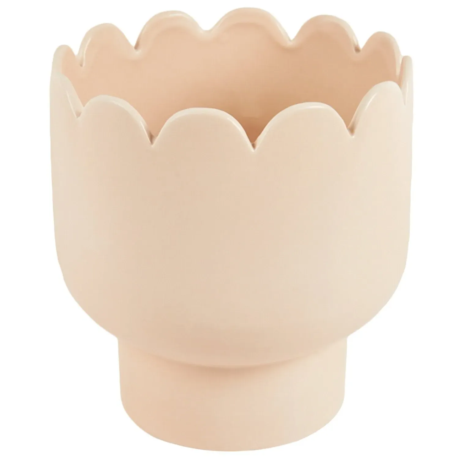 Scallop Edged Ceramic Planter - Nude, Sage