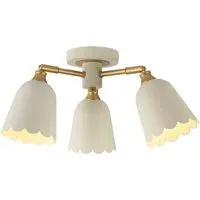 Scalloped 3 Arm Ceiling Light - Cream