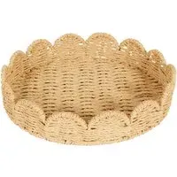 Scalloped Edge Tray - Brown, Seagrass