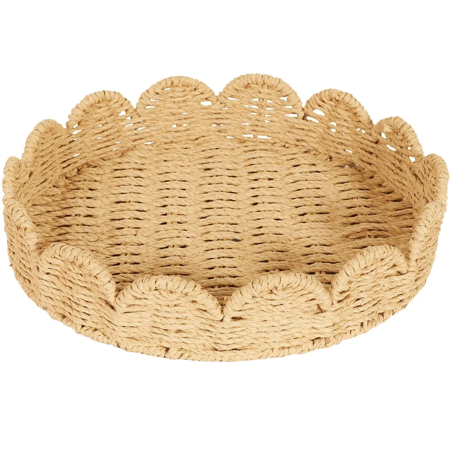 Scalloped Edge Tray - Brown, Seagrass