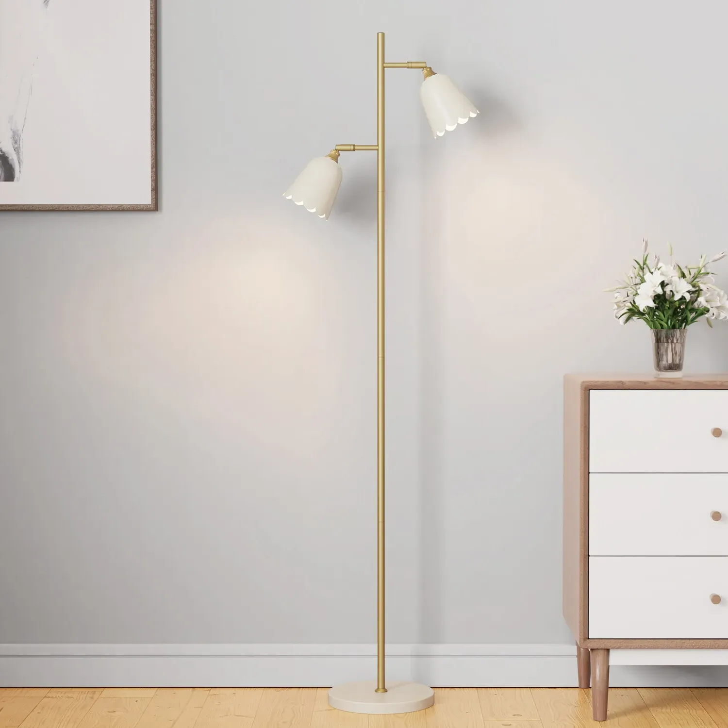 Scalloped Floor Lamp - Cream
