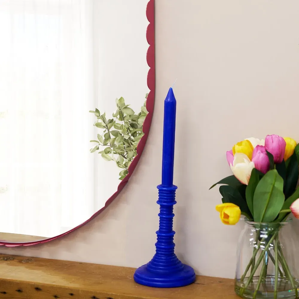 Scalloped Oval Mirror - Red