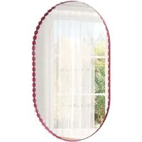 Scalloped Oval Mirror - Red