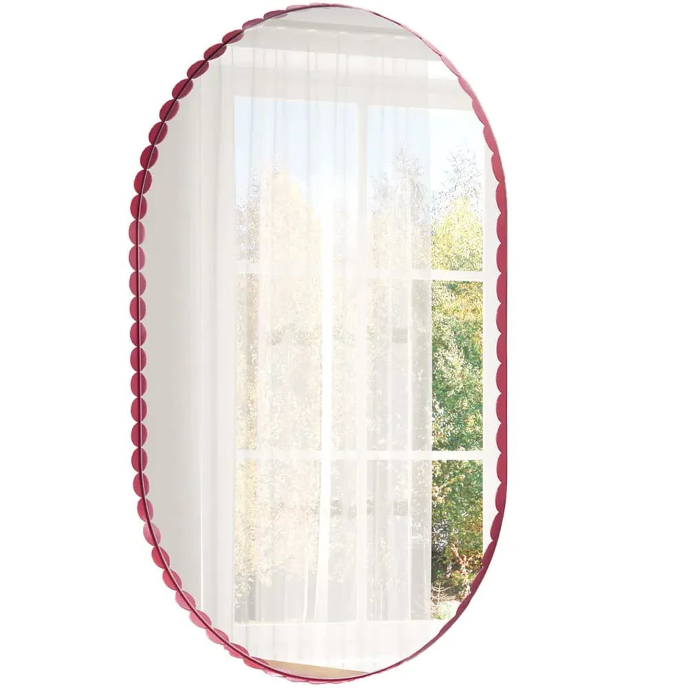 Scalloped Oval Mirror - Red image