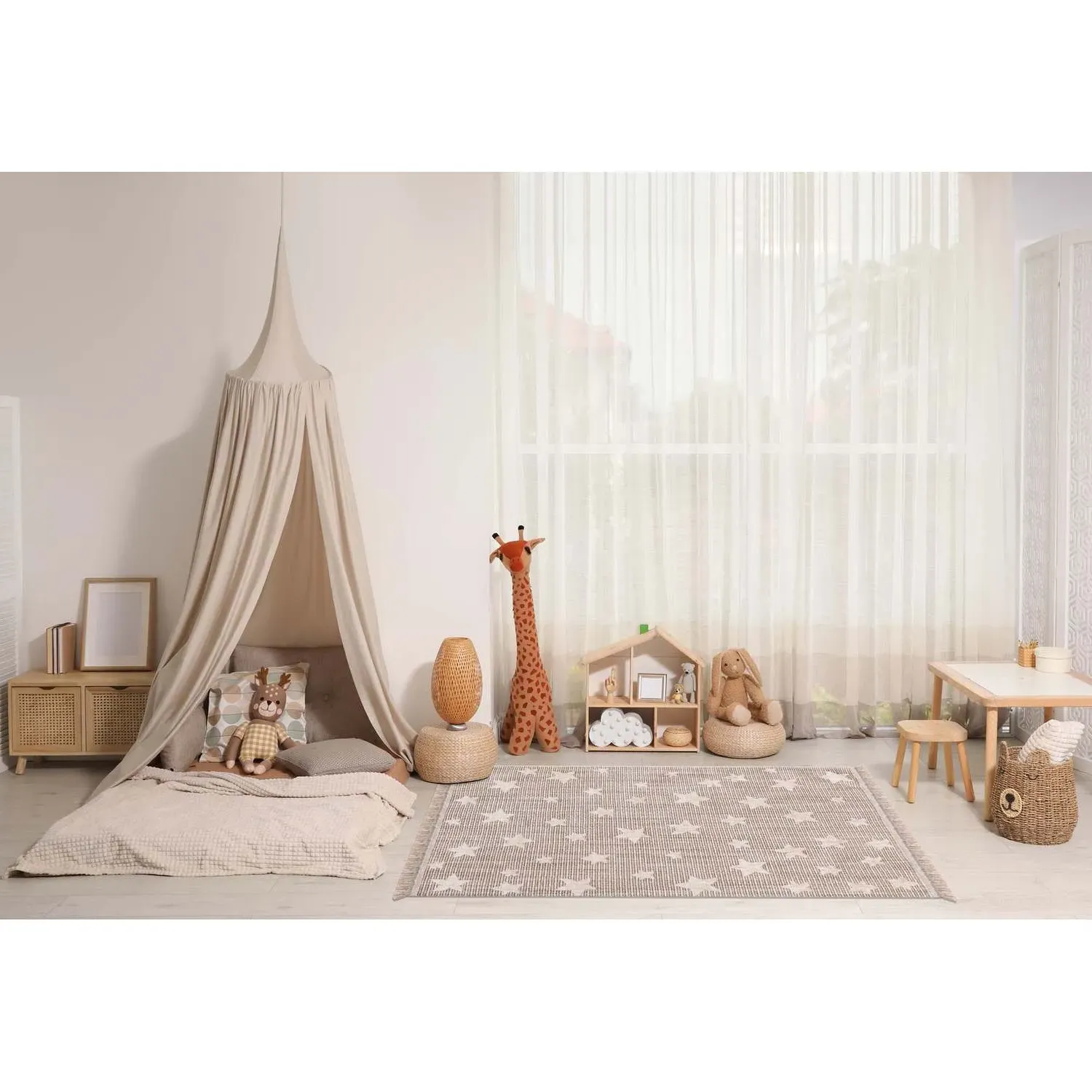 Scandi Stars Rug - Natural