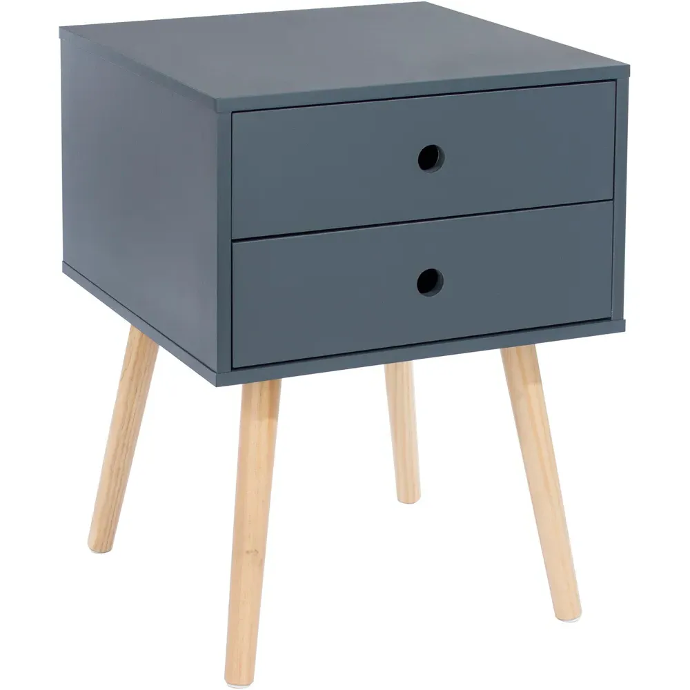 Scandia 2 Drawer Bedside Table - Midnight Blue