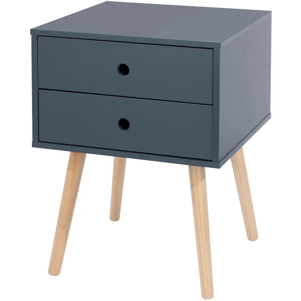 Scandia 2 Drawer Bedside Table - Midnight Blue