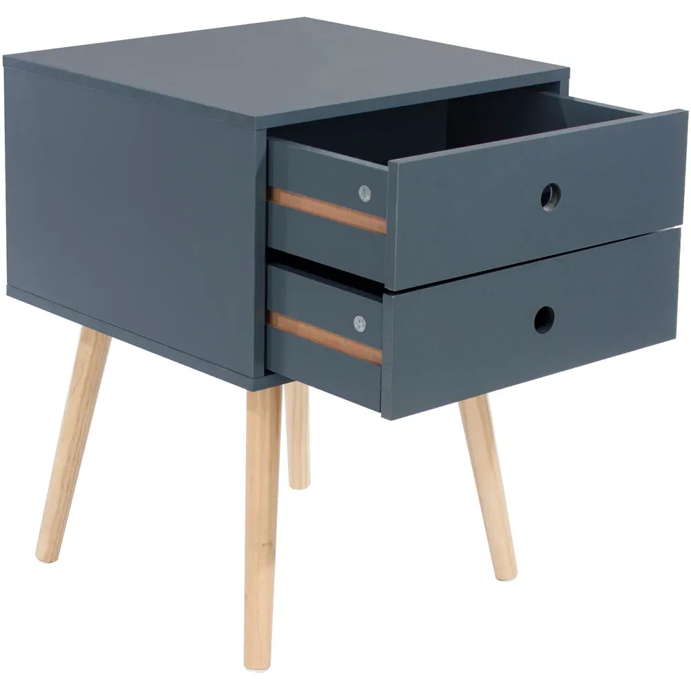 Scandia 2 Drawer Bedside Table - Midnight Blue