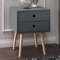 Scandia 2 Drawer Bedside Table - Midnight Blue