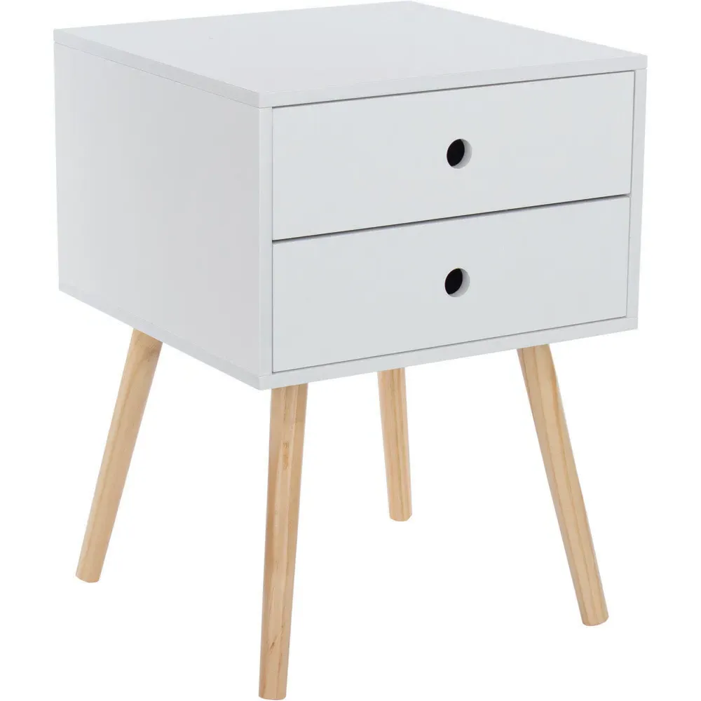 Scandia 2 Drawer Bedside Table - White
