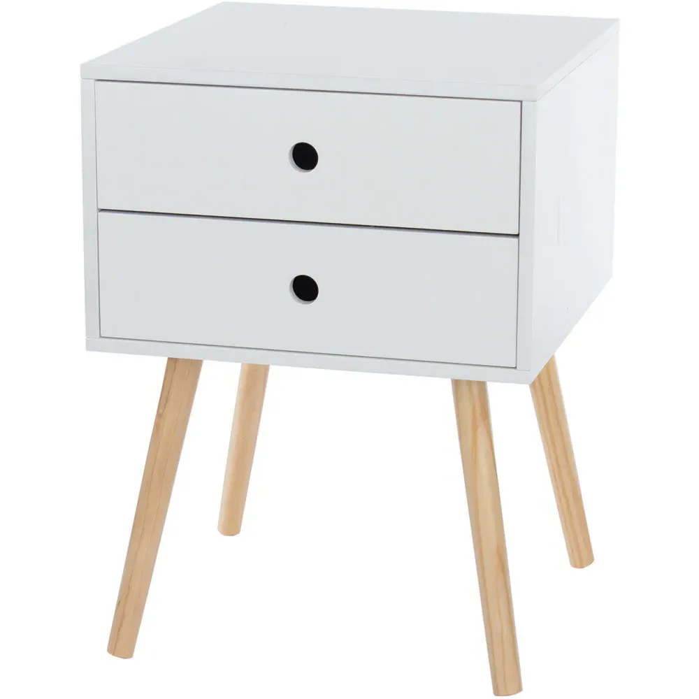 Scandia 2 Drawer Bedside Table - White
