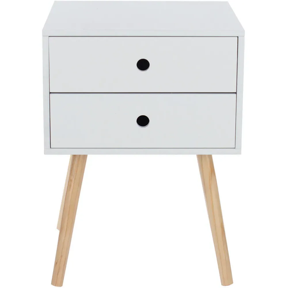 Scandia 2 Drawer Bedside Table - White