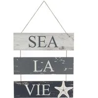 Sea La Vie Beach Sign - White, Navy