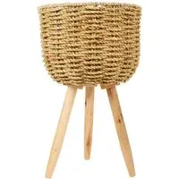 Seagrass Footed Planter - Brown