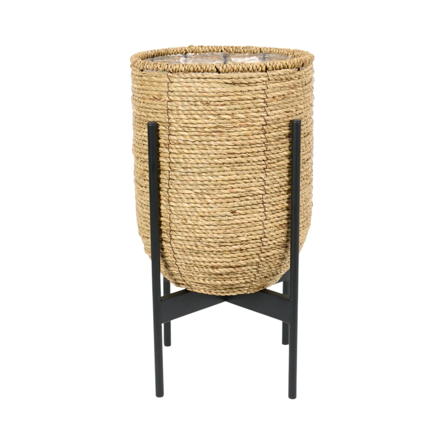 Seagrass Planter on Metal Stand - Natural