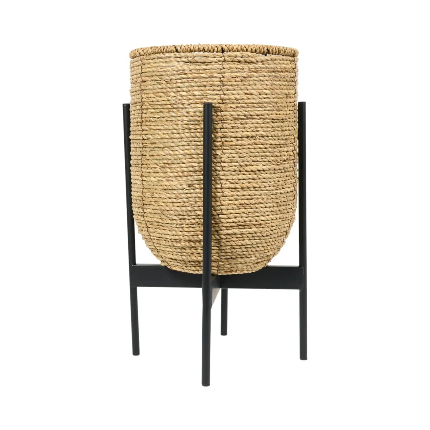 Seagrass Planter on Metal Stand - Natural