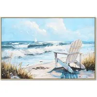 Seashore Deck Chair Framed Art - Blue