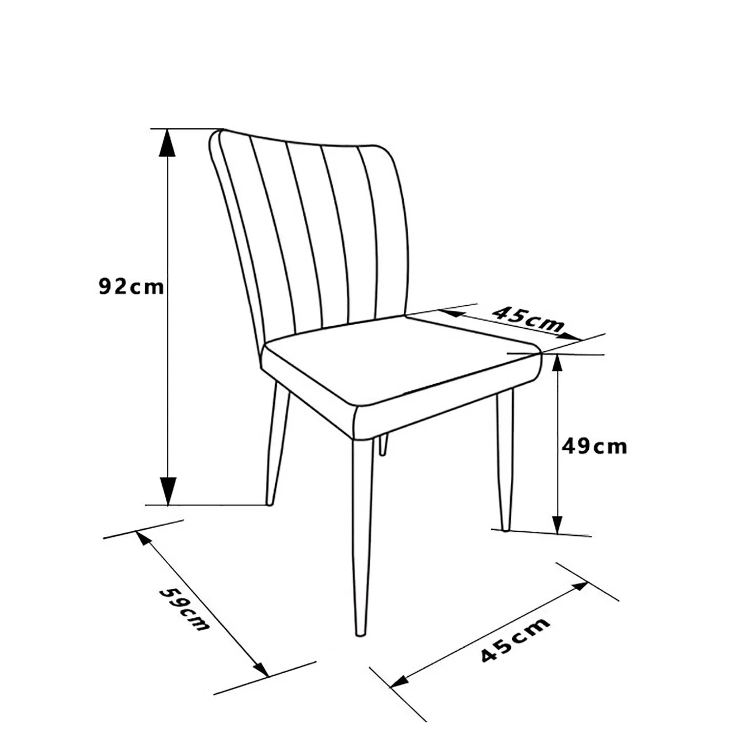 Seaton Set of 2 Dining Chairs - Grey, Fabric