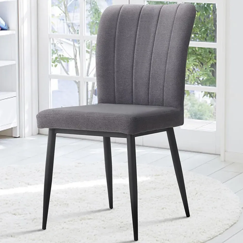 Seaton Set of 2 Dining Chairs - Grey, Fabric