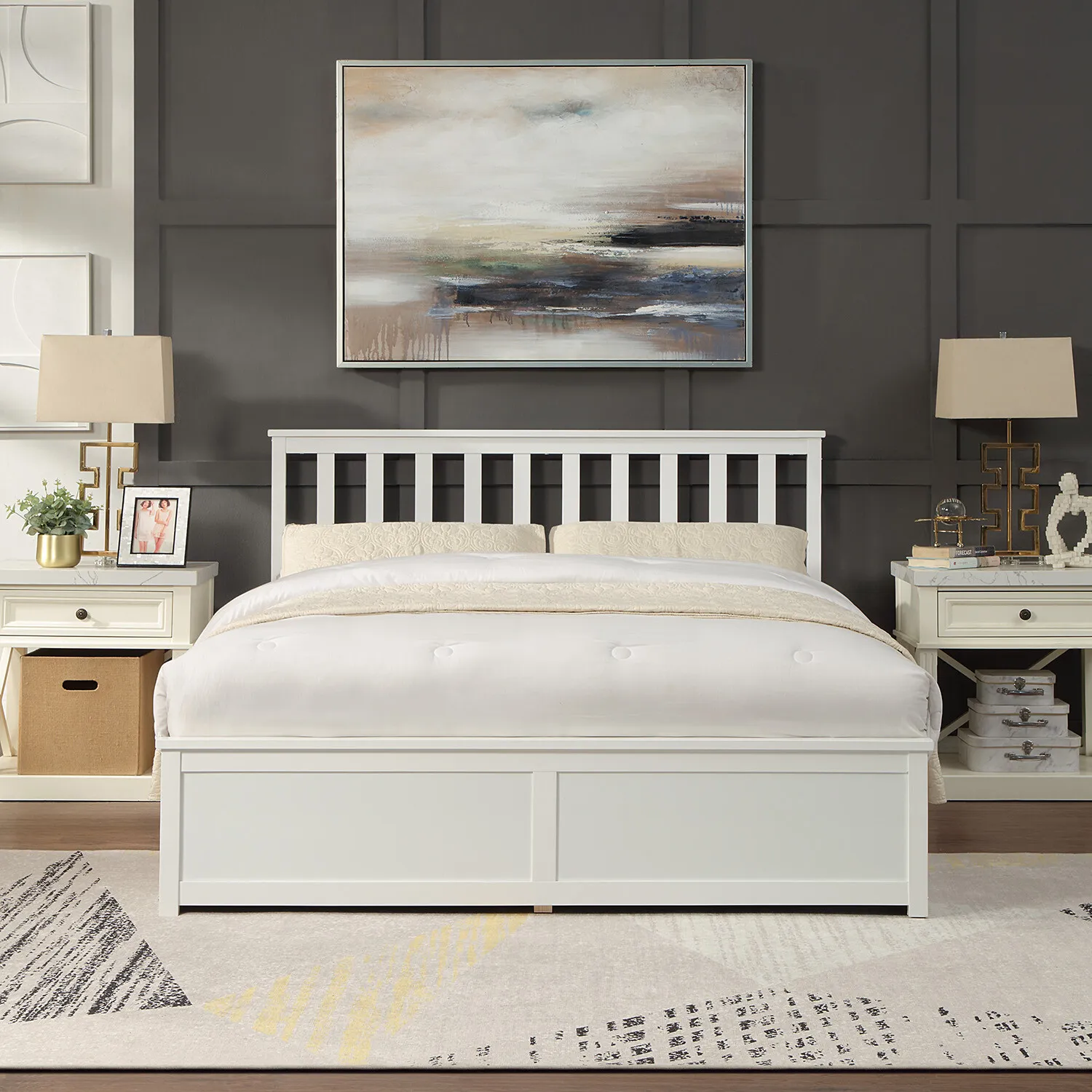 Selena Double Ottoman Bed with Storage - White
