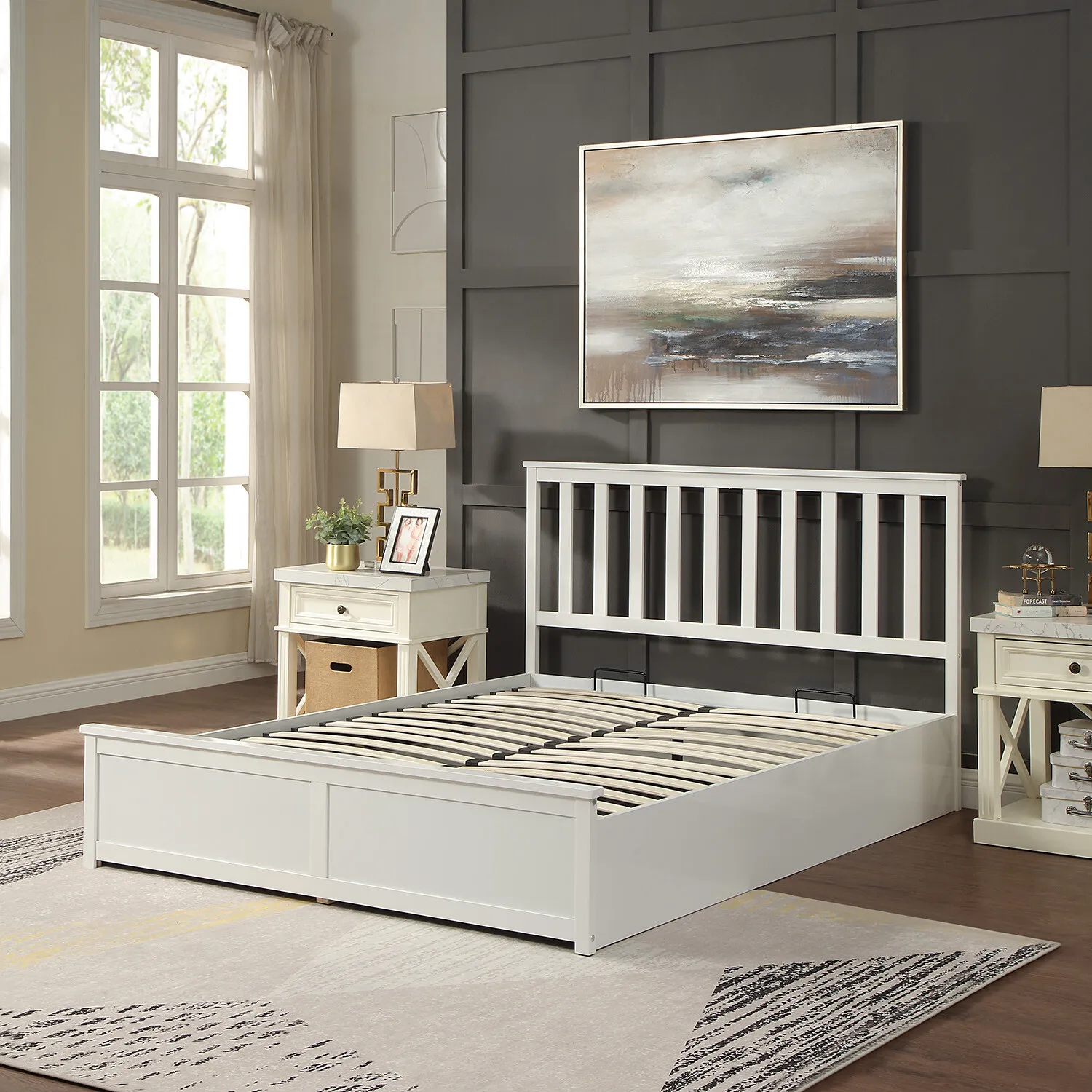 Selena King Ottoman Bed with Storage - White