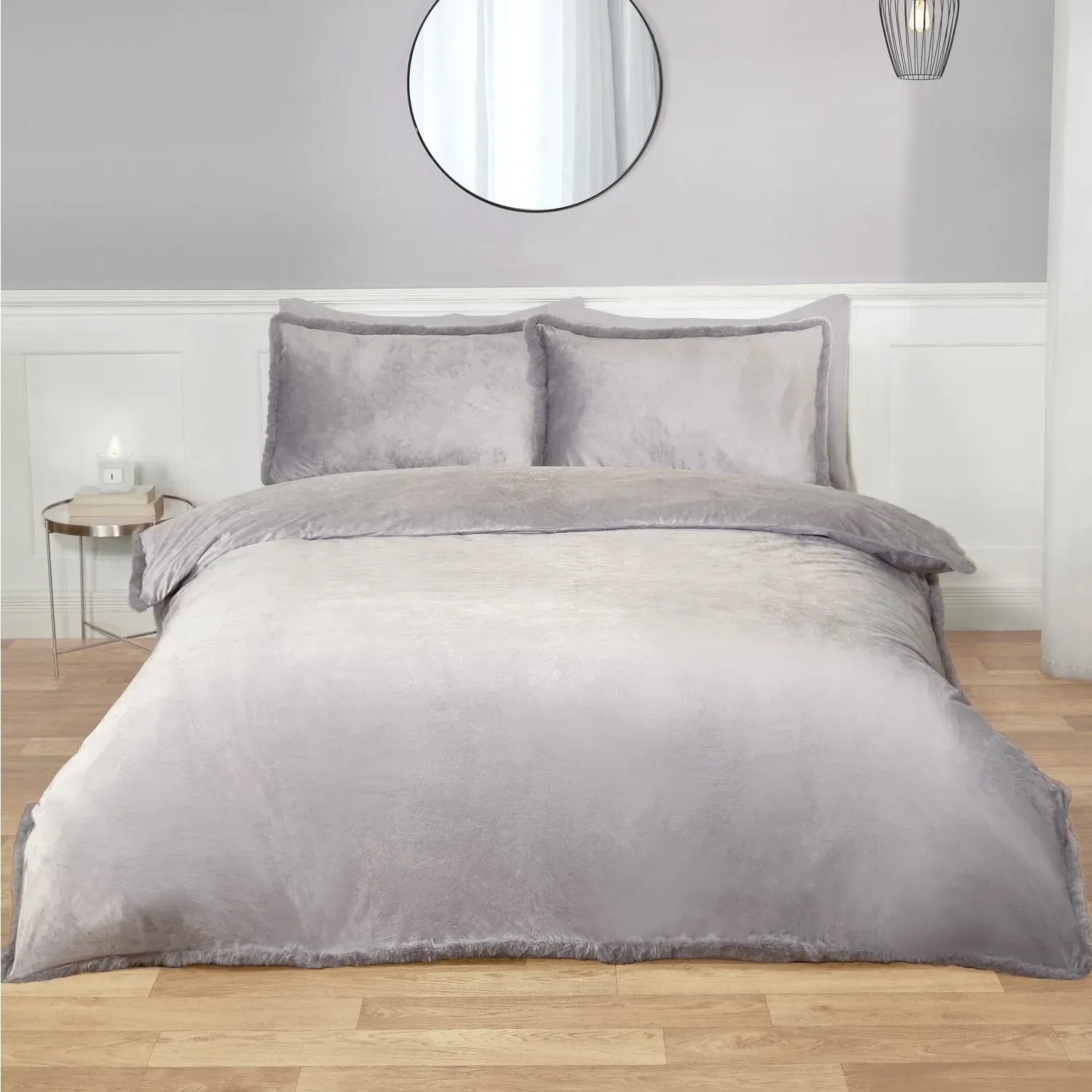 Selena Single Duvet Set - Grey, Velvet image