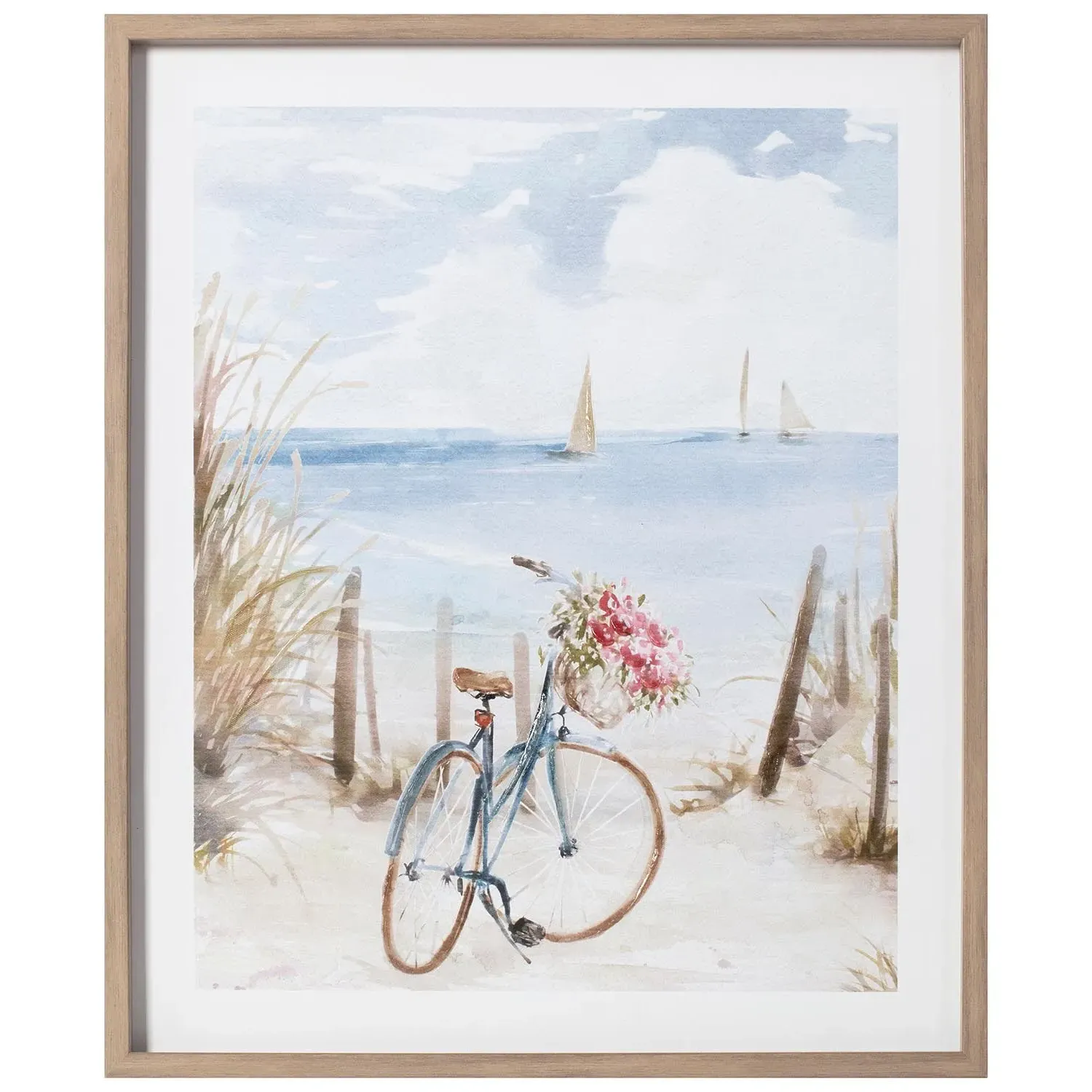 Serene By The Sea Framed Wall Art - Blue
