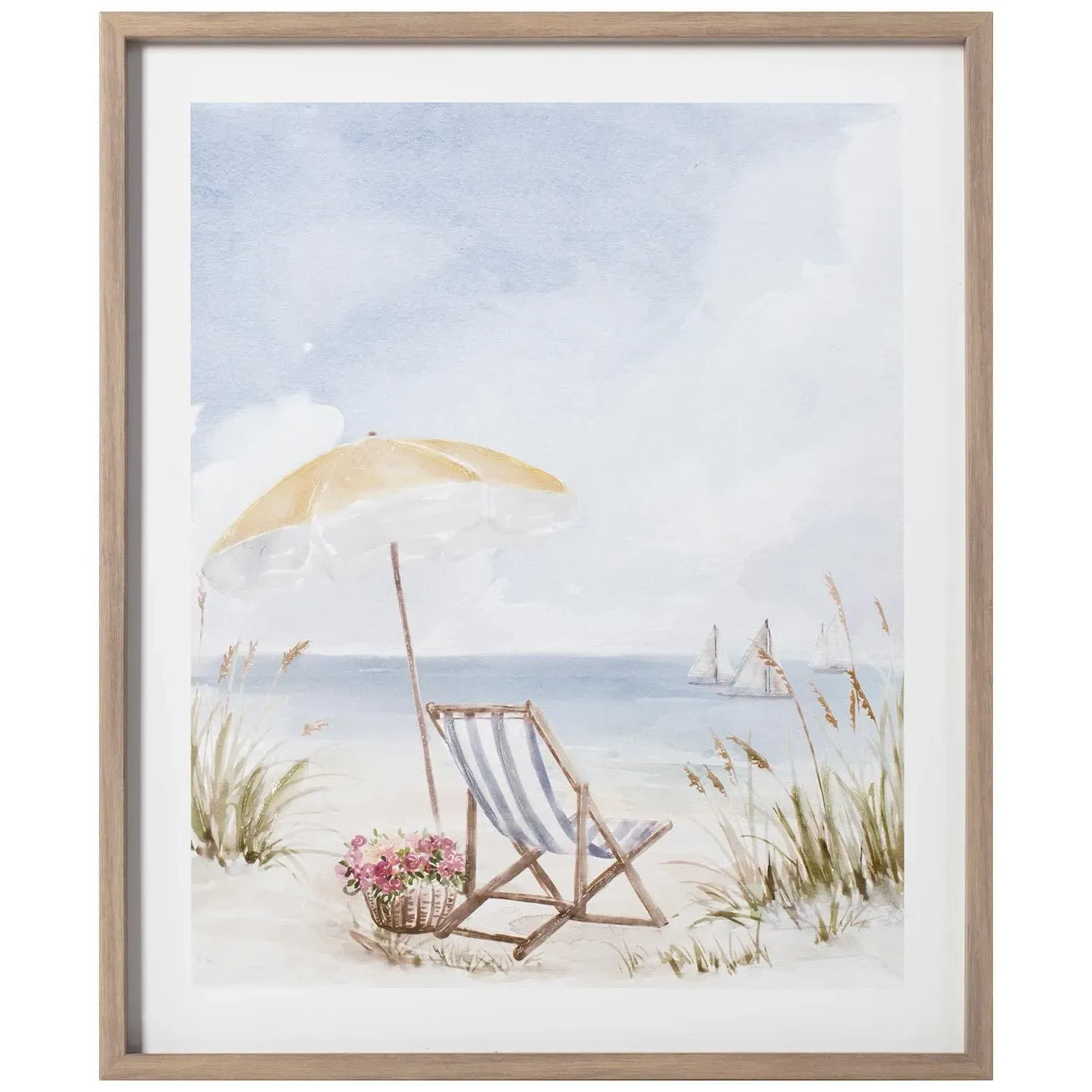 Serene By The Sea Framed Wall Art - Blue image