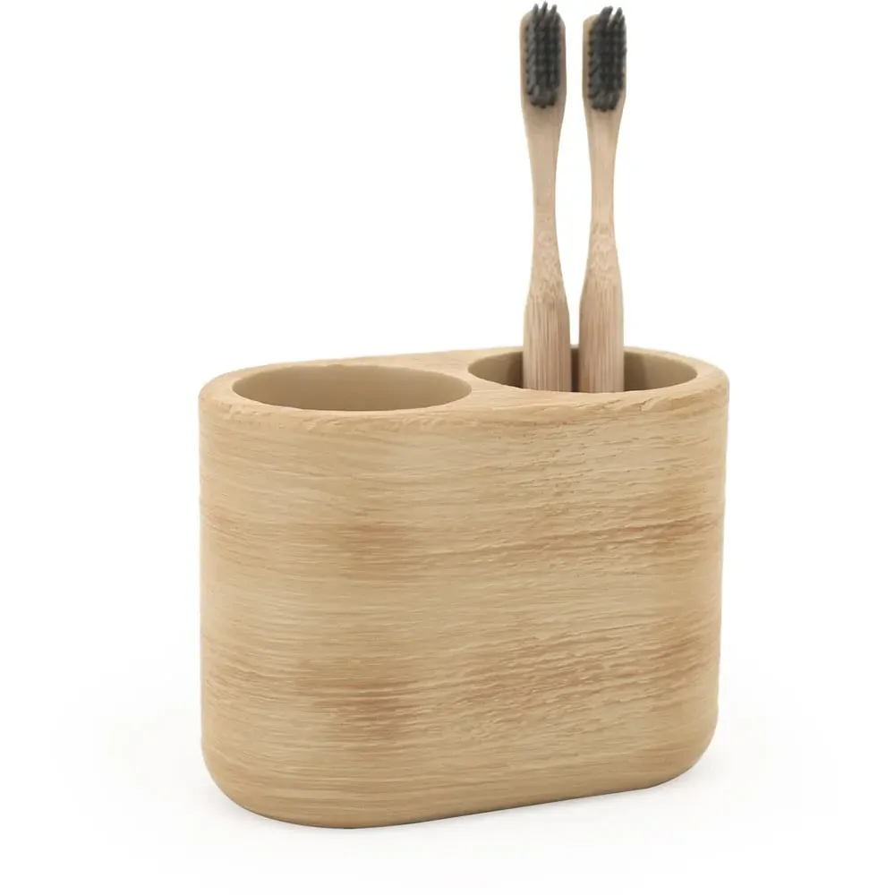 Serenity Wood Toothbrush Holder - Brown