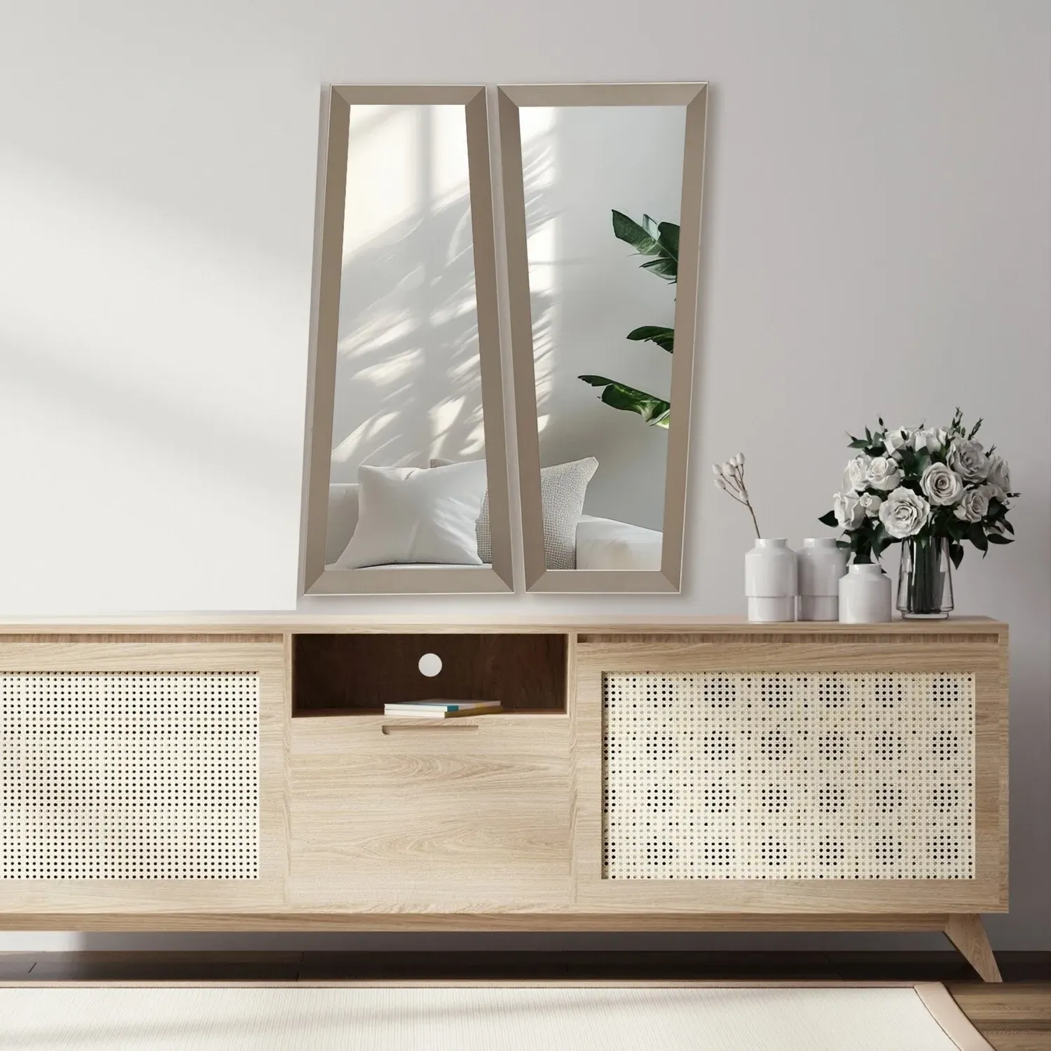 Set of 2 Asymmetric Mirrors - Silver